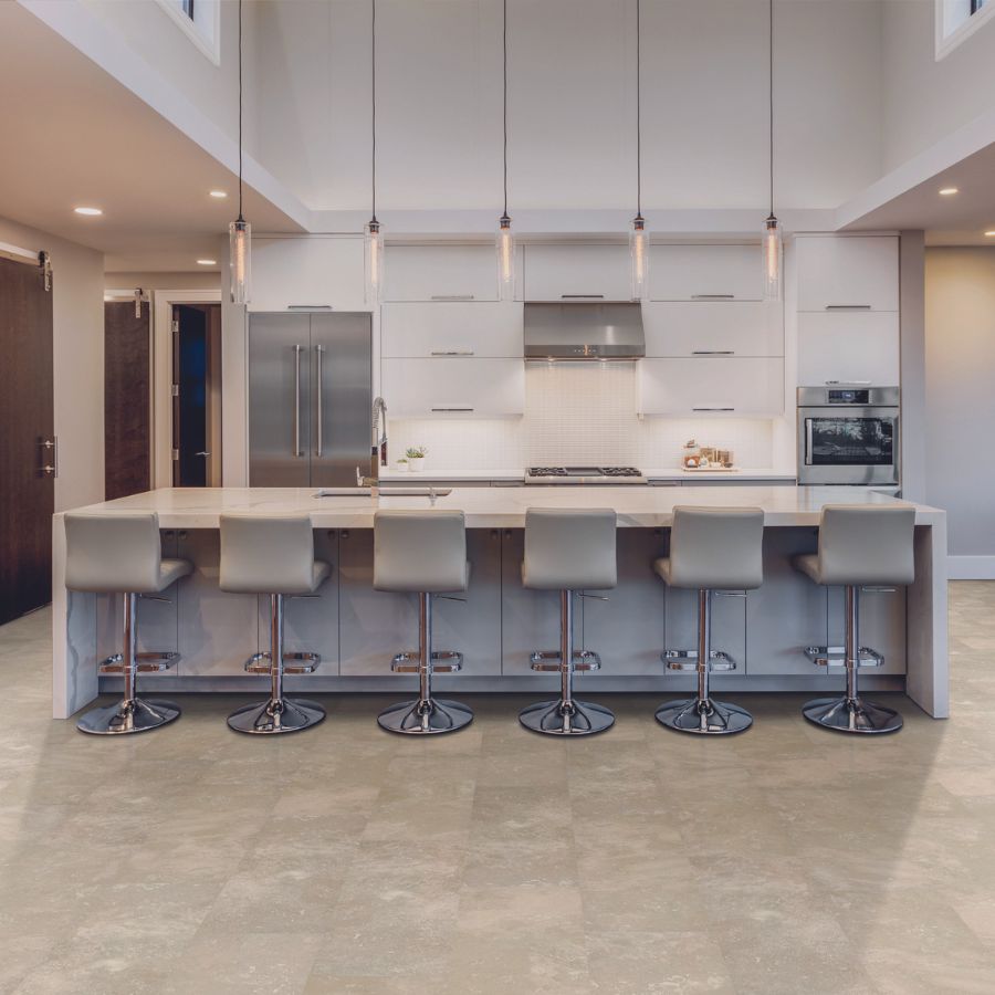 Tile floors in a kitchen